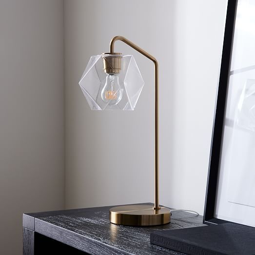 Sculptural Faceted Table Lamp - Clear | West Elm (US)