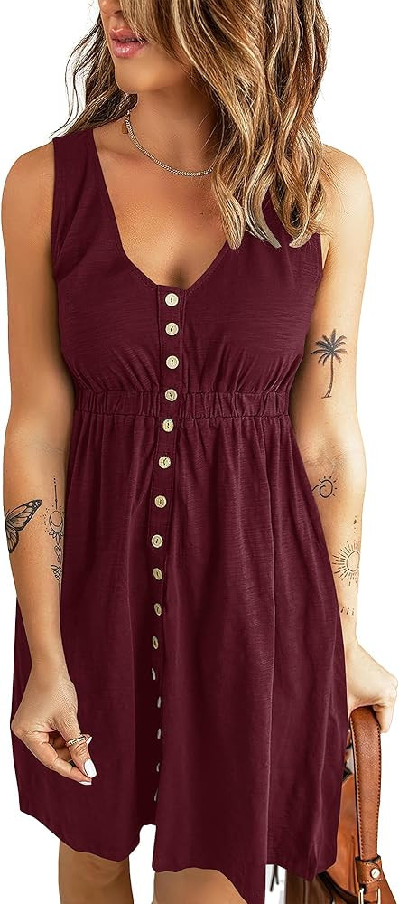 BTFBM Summer Dresses for Women 2026 Spring Clothes Sleeveless Crewneck Beach Vacation Outfits Min... | Amazon (US)