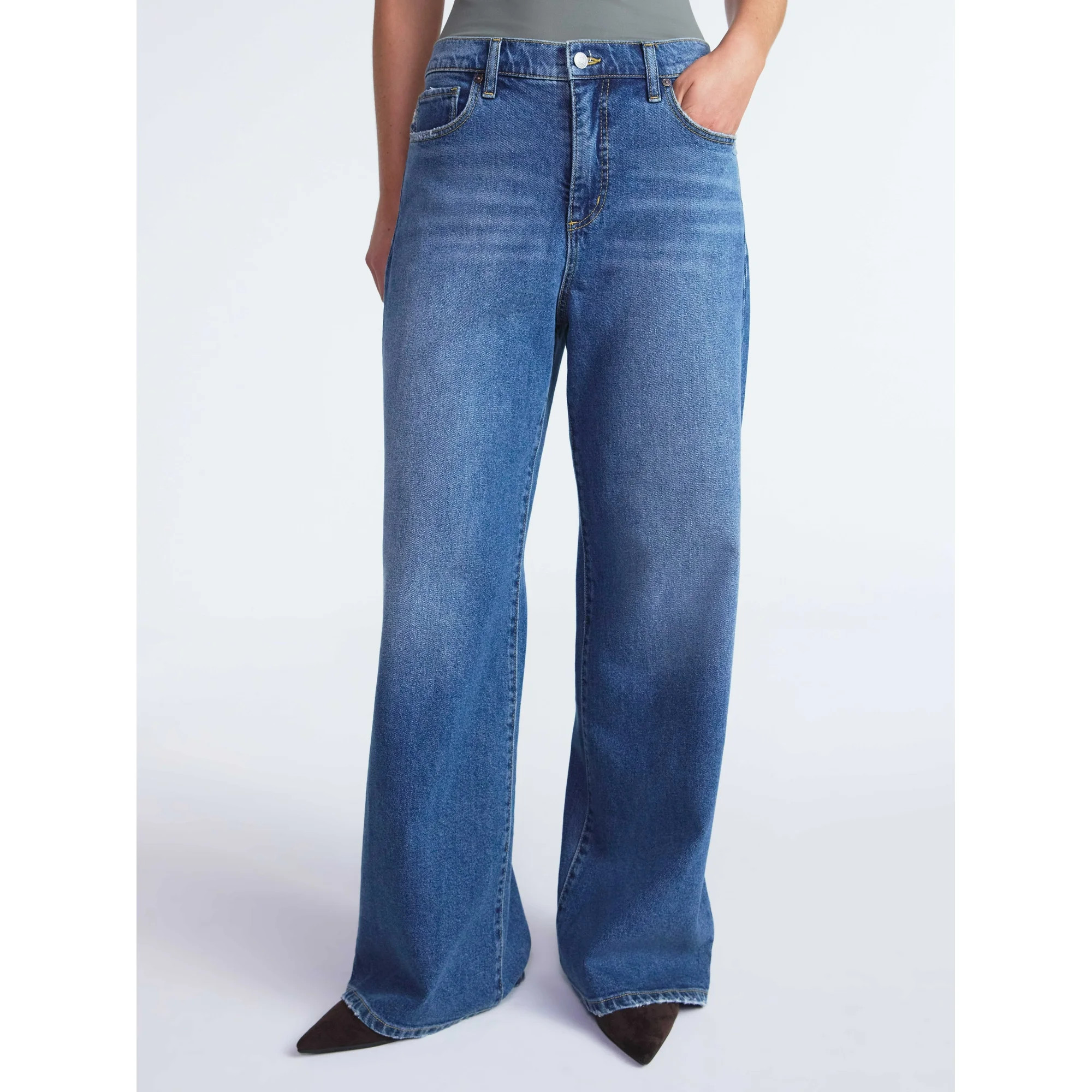 Scoop Women’s and Women’s Plus Baggy Wide Leg Jeans, Sizes 0-26 | Walmart (US)