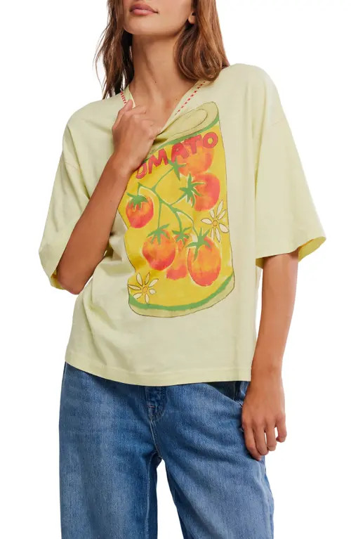 Free People In Spring Cotton Graphic T-Shirt in Lemon Water Combo at Nordstrom, Size Medium | Nordstrom