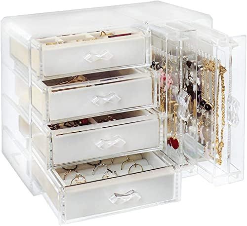 Acrylic Jewelry Organizer Box, Clear Earring Holder Jewelry Hanging Boxes with 4 Velvet Drawers for  | Amazon (US)