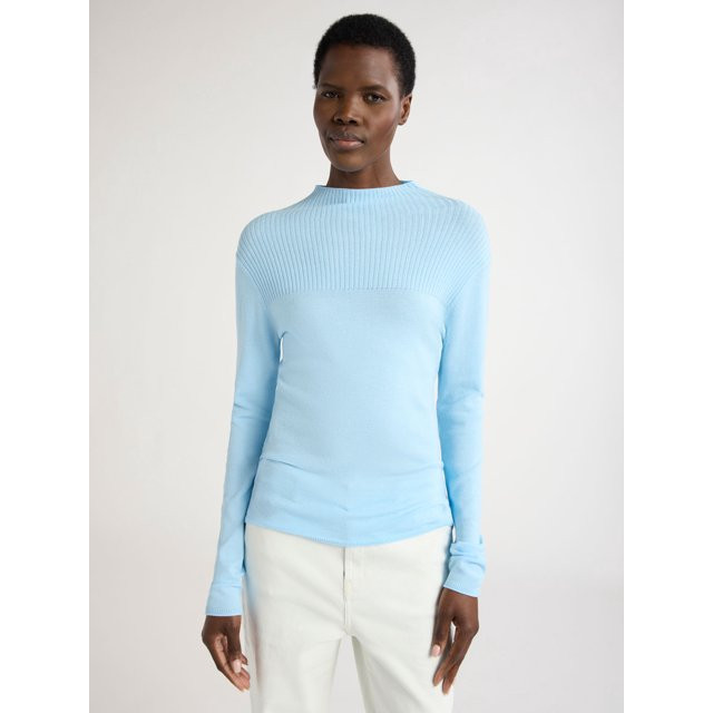 Scoop Woman's Slim Funnel Neck Sweater, Lightweight, Sizes XS-XXL | Walmart (US)