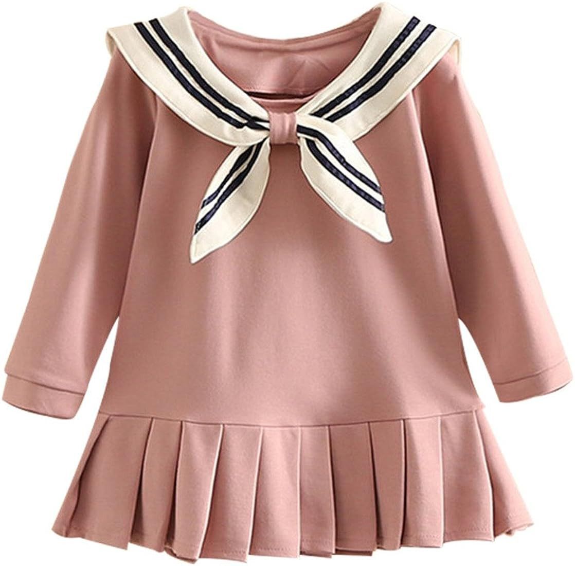 Mud Kingdom Pleated Dress Long Sleeve for Girls School Style | Amazon (US)