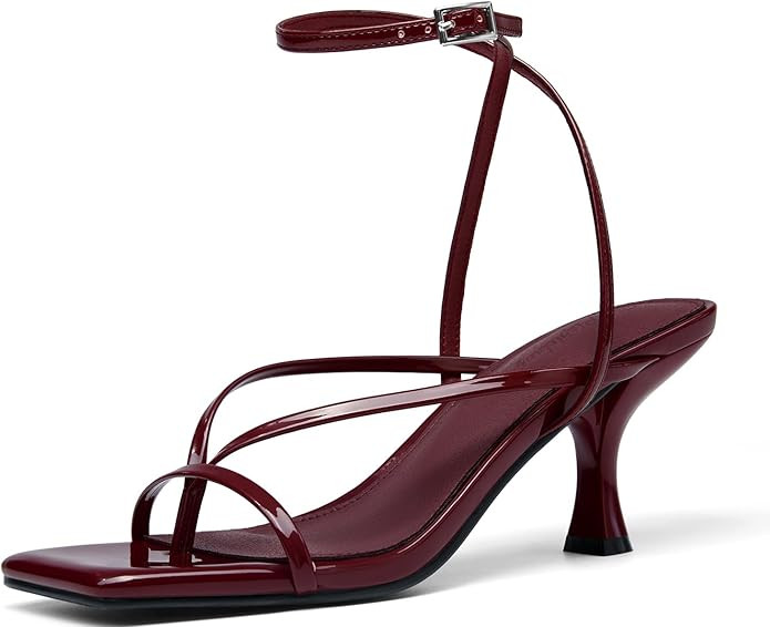 PiePieBuy Women's Lace Up Heeled Sandals Square Flip Flop High Heels Strappy Party Shoes | Amazon (US)