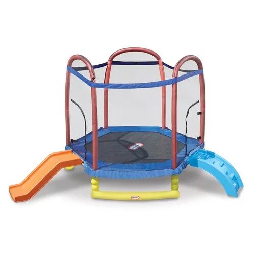 Little Tikes Climb 'n Slide 7' Trampoline with Enclosure, Hexagon, Indoor Outdoor Backyard Play, ... | Walmart (US)