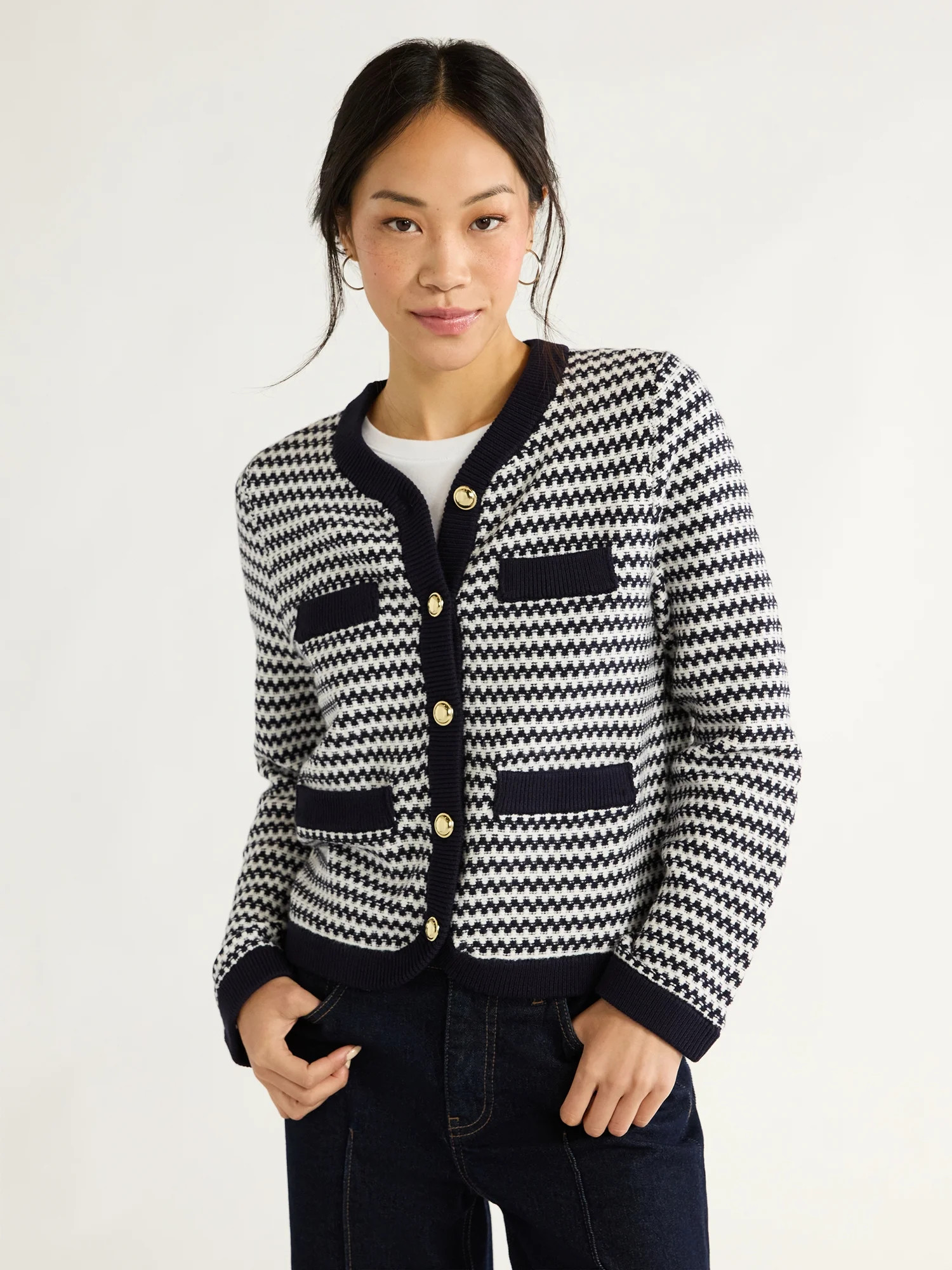 Free Assembly Women’s and Women 's Plus Welt Pocket Cardigan Sweater, Lightweight, Sizes XS-4X | Walmart (US)
