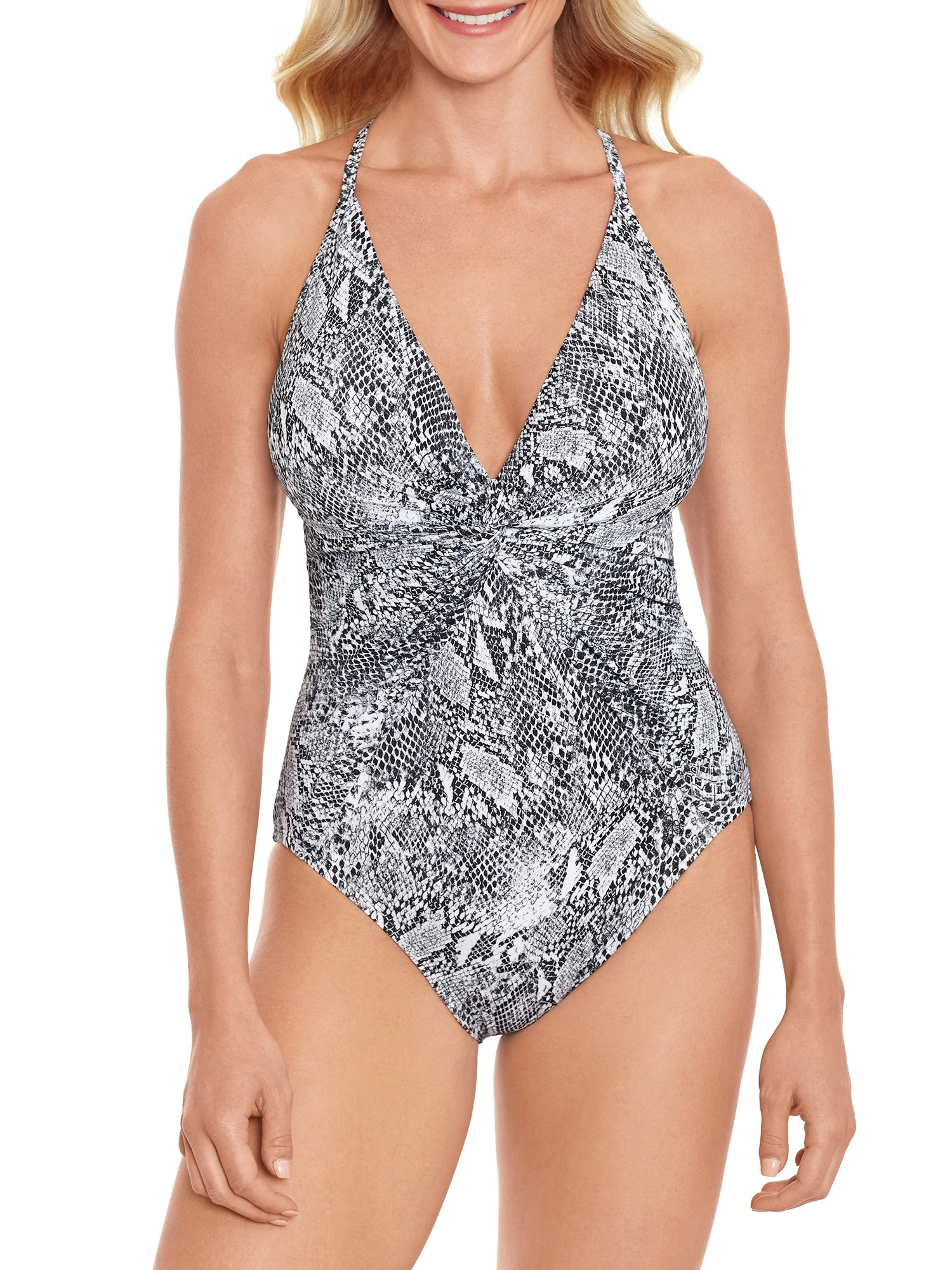 Time and Tru Women's Snakeskin With X Back One Piece Swimsuit - Walmart.com | Walmart (US)