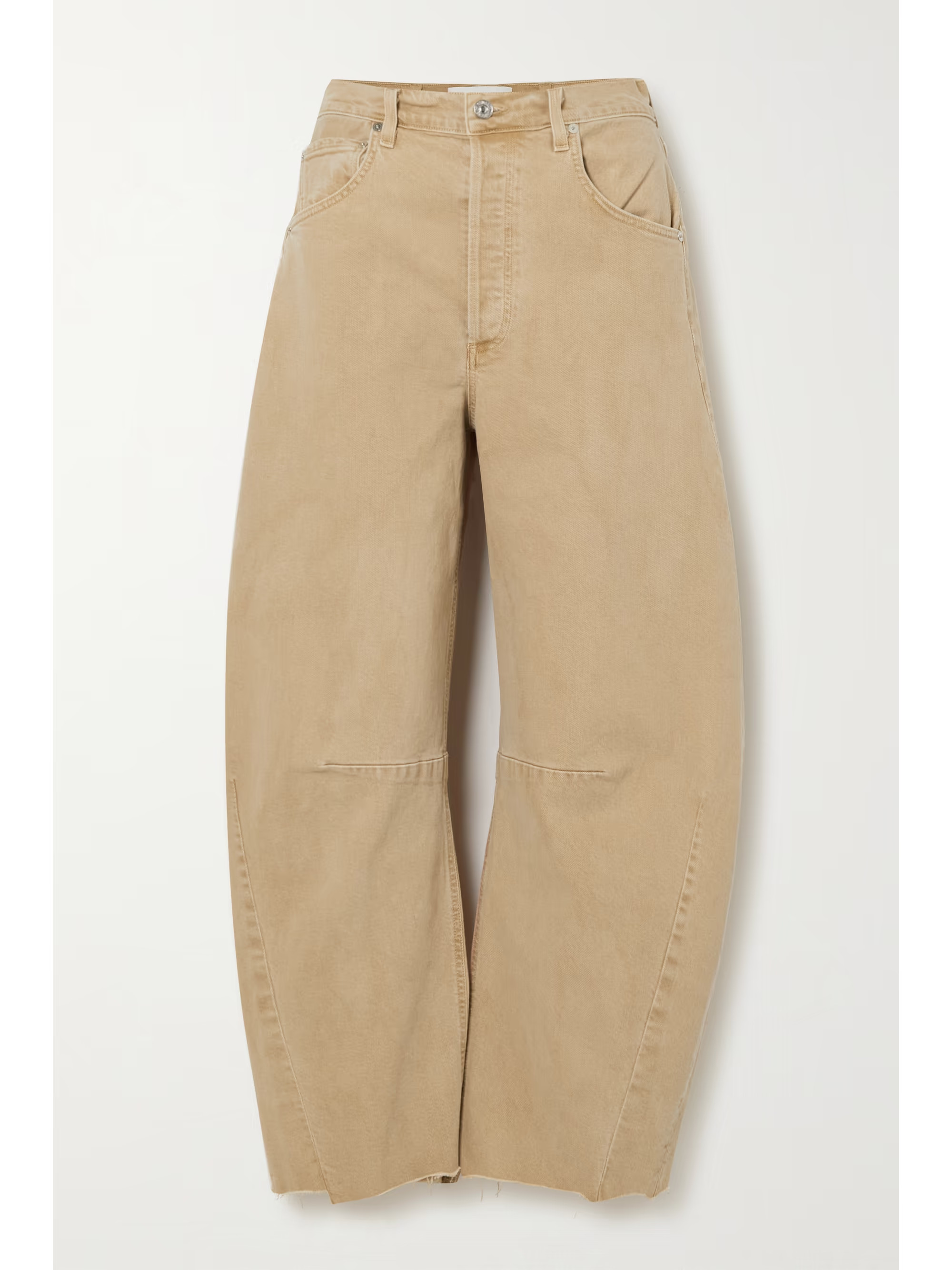 + NET SUSTAIN Horseshoe distressed organic high-rise tapered jeans | NET-A-PORTER (US)