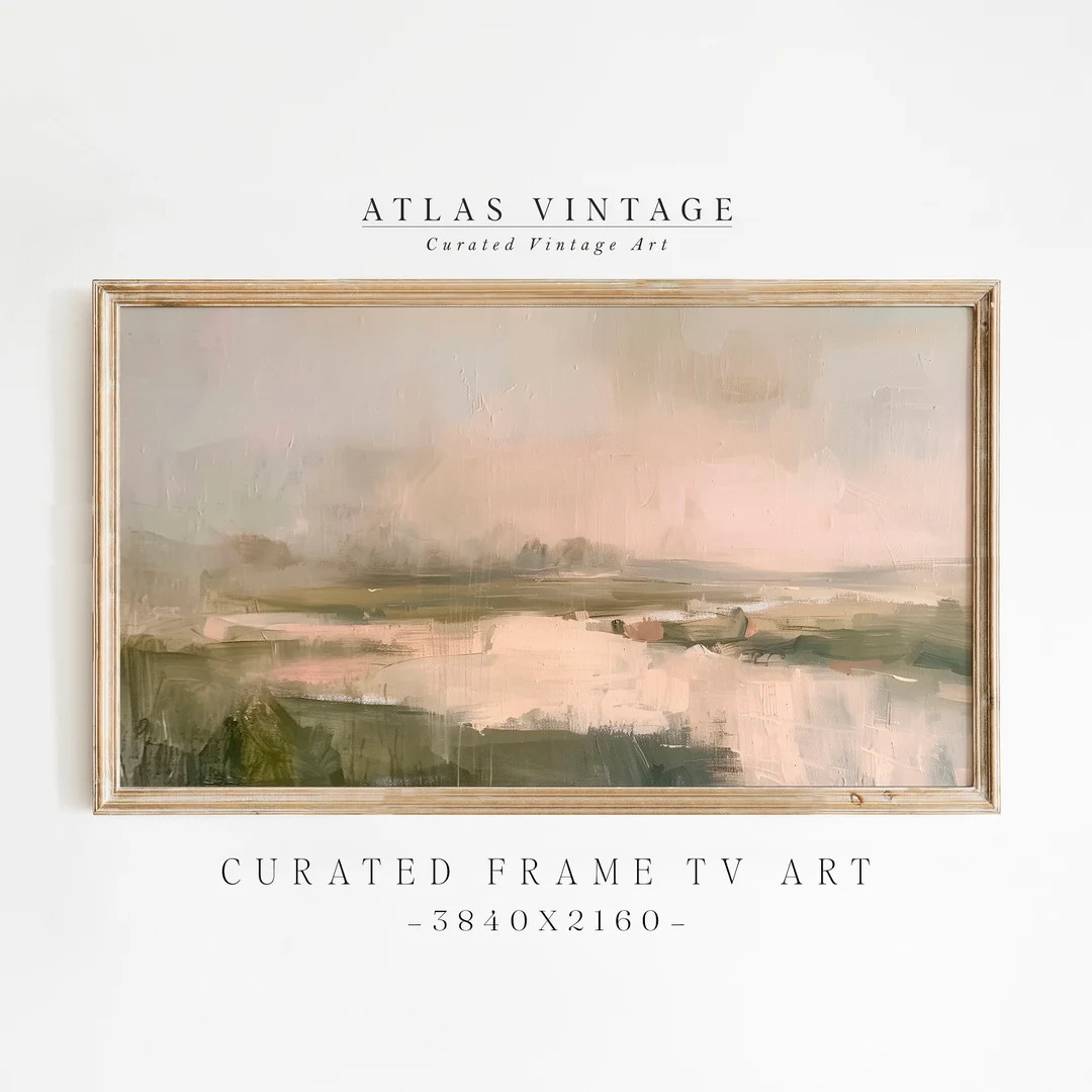 Abstract Spring Scenery Frame Tv Art, Vintage Muted River Landscape Samsung Frame Tv, Summer Tv S... | Etsy (US)