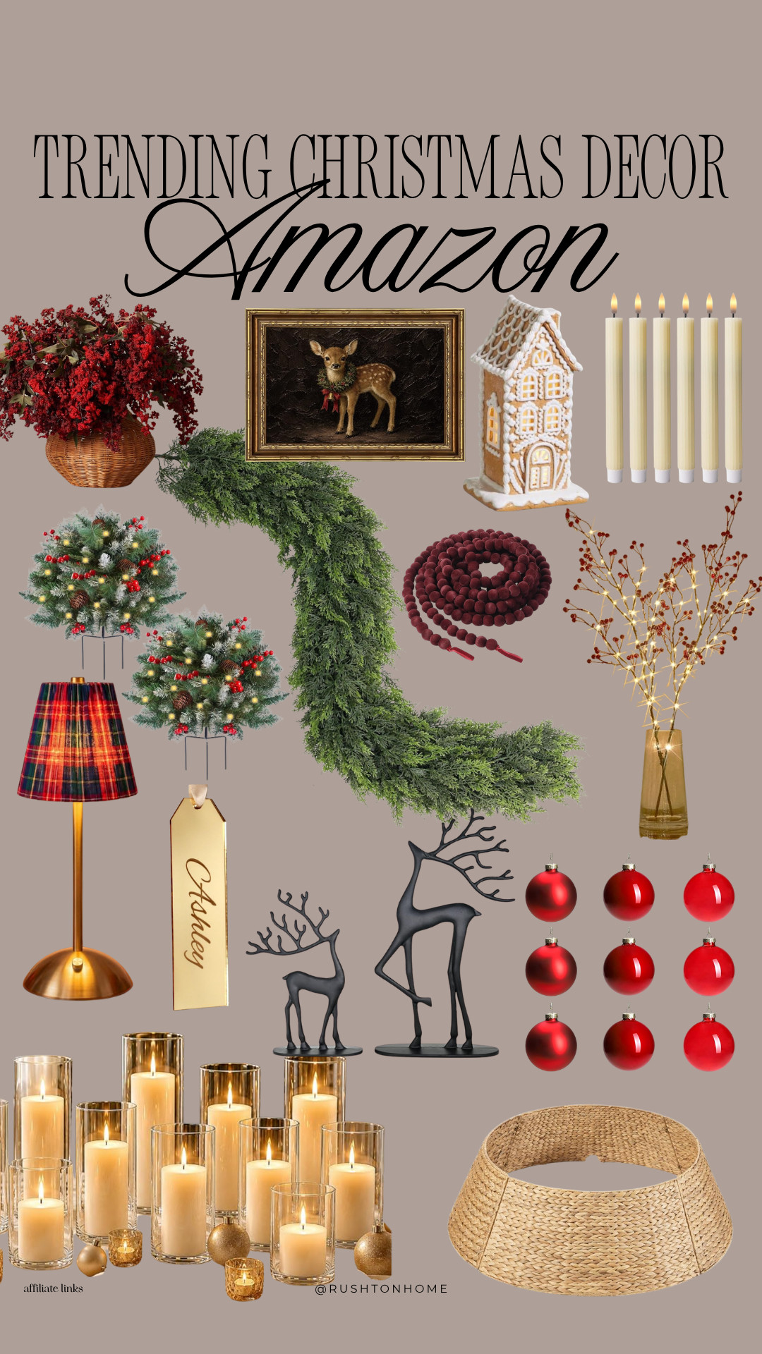 Amazon Christmas decor, trending Christmas decor, Amazon holiday finds, Christmas home decor, traditional Christmas decor, vintage Christmas decor, classic Christmas decorations, red Christmas decor, Christmas garland, pre lit garland, burgundy Christmas decor, velvet Christmas ribbon, Christmas taper candles, Christmas candle holders, Christmas reindeer decor, plaid Christmas lamp, Christmas tree collar, holiday greenery, Christmas tabletop decor, cozy Christmas home, Amazon Christmas finds, Christmas decorating trends 

 #LTKSeasonal #LTKHome