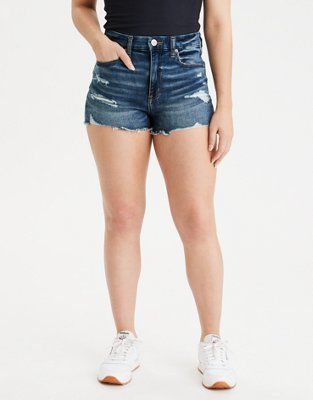 AE Ne(x)t Level Curvy Denim High-Waisted Short Short | American Eagle Outfitters (US & CA)