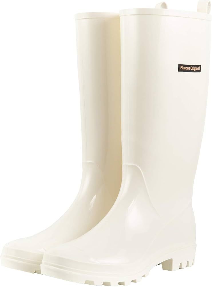 Planone Tall rain Boots for Women and Waterproof Garden Shoes，Anti-Slipping Rainboots for Ladies wit | Amazon (US)