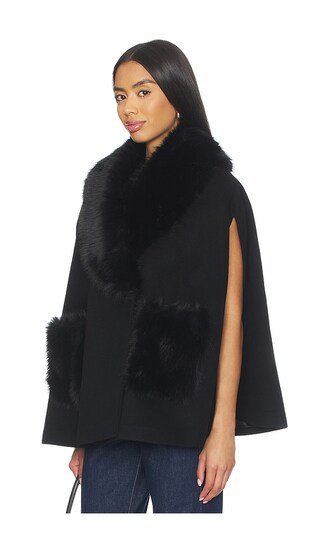 L'AGENCE Chana Faux Fur Cape in Black. - size XXS/XS | Revolve Clothing (Global)