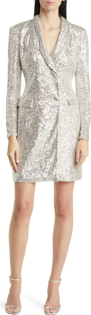 Sequin Long Sleeve Tuxedo Cocktail Dress | Nordstrom