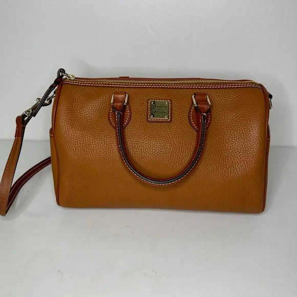 Dooney & Bourke Pebble Grain Side Pocket Satchel Small Tan Duffle shape leather | Poshmark
