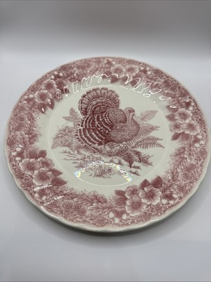 NEW Queen’s Plates Turkey Myott Factory Thanksgiving Set of 4 Red Dinner Plates | eBay US