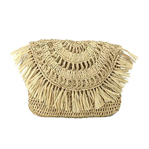 MAR Y SOL Mia Crochet Raffia Fringe Clutch, Natural | Amazon (US)