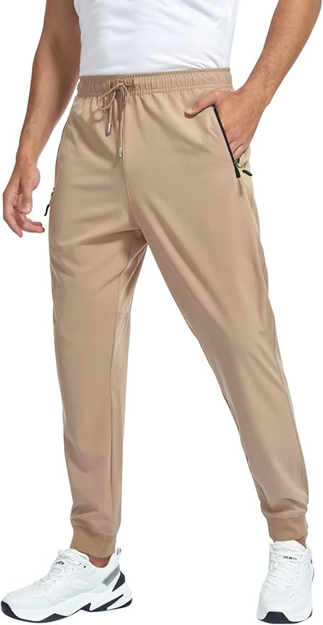 Men's Lightweight Jogger Pants Quick Dry Athletic Hiking Pants for Men with 3 Zipper Pockets | Amazon (US)