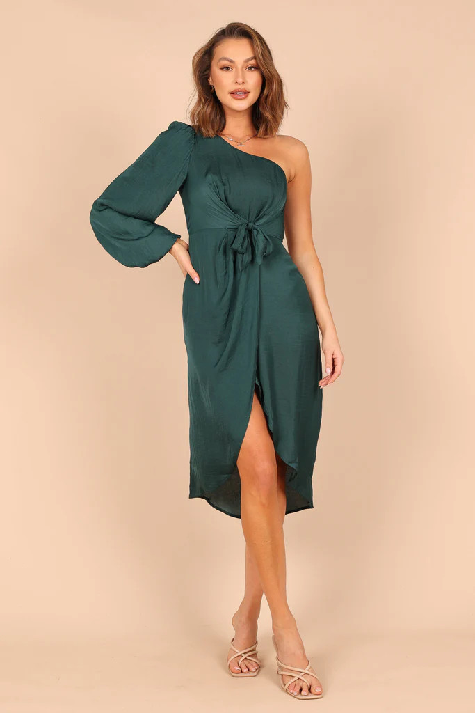 Ezme One Shoulder Midi Dress - Emerald | Petal & Pup (US)