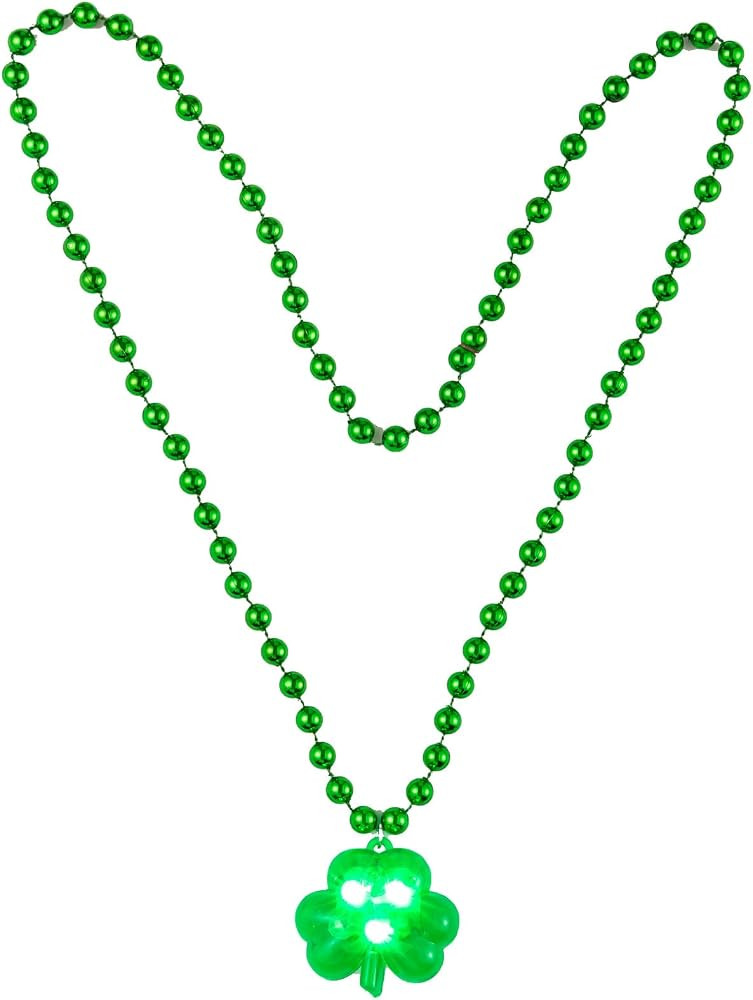 St.Patrick's Day LED Light Up Pendant Necklace for Women Green Irish Plastic Shamrock Beer Cup Fo... | Amazon (US)