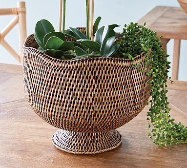 Rattan Footed Cachepot | Pottery Barn (US)