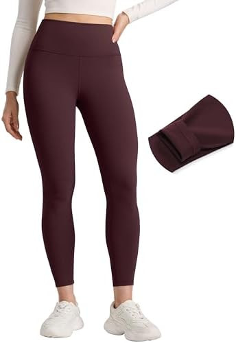 CRZ YOGA Matte Fleece Lined Leggings 25'' - Thermal Casual Lounge Workout Womens Yoga High Waiste... | Amazon (US)