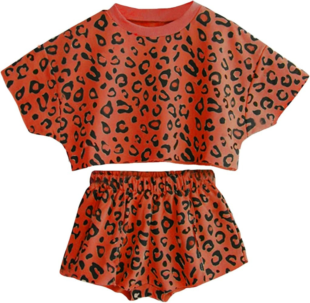 Toddler Baby Girls Leopard Print Summer Clothes Set T-Shirt and Short Pants 2pcs Outfits | Amazon (US)