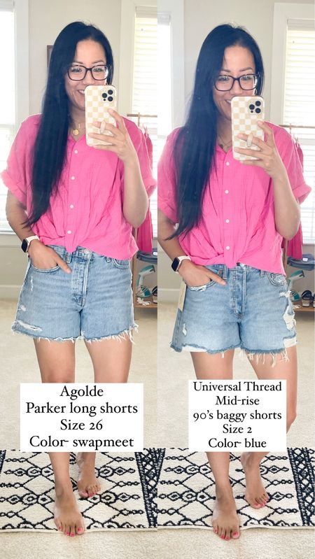 Size small top
Agolde Parker long shorts - size 26
Universal Thread mid-rise 90’s baggy shorts - size 2

Denim shorts


#LTKSaleAlert #LTKOver40 #LTKFindsUnder50