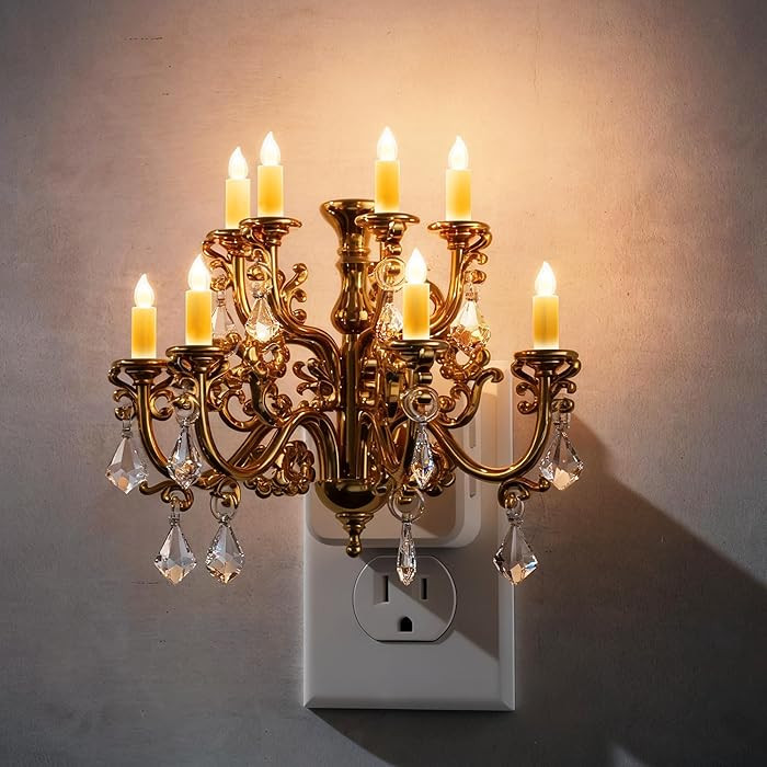 L LOHAS LED Night Lights Plug into Wall,Crystal Chandelier Candle Nightlight with Dusk to Dawn Se... | Amazon (US)