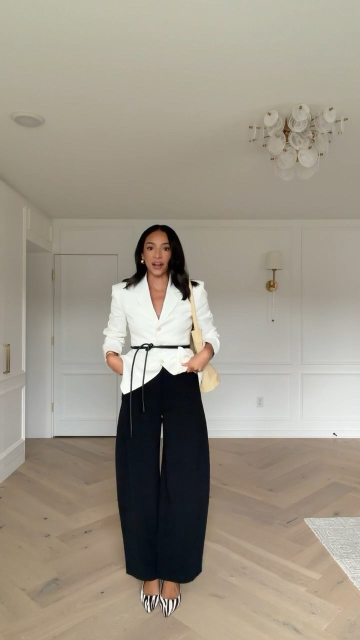 Office outfit! I love this jacket styled with these barrel pants! They’re so chic, fun and on trend. Plus they have pockets! Wearing size 4 blazer and size 6 black pants (exact accessories and shoes OOS but I’ve linked similars) 

workwear, work outfit, office outfit, summer outfit, summer workwear, work conference outfit, chic office outfit, barrel pants

#LTKWorkwear #LTKSeasonal