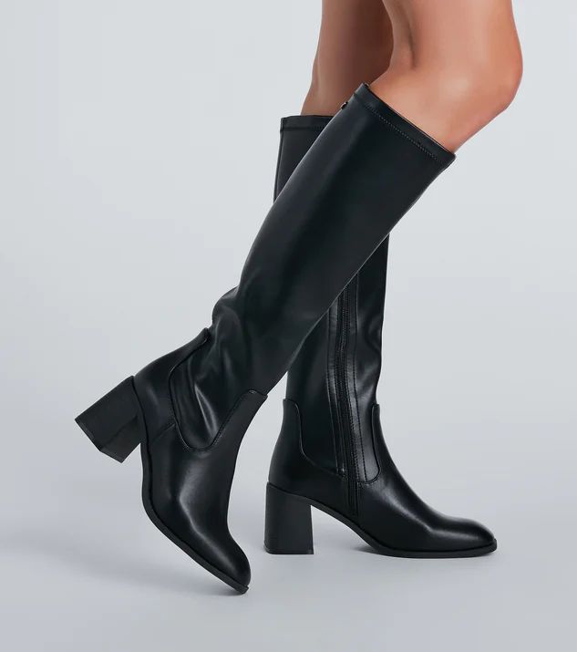 Sleek Strut Faux Leather Fitted Knee-High Boots | Windsor Stores