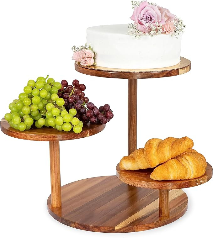 STELLARI Home Essential Three Tier Wooden Cupcake Stand for 50 Cupcakes – Wood Farmhouse Cupcak... | Amazon (US)