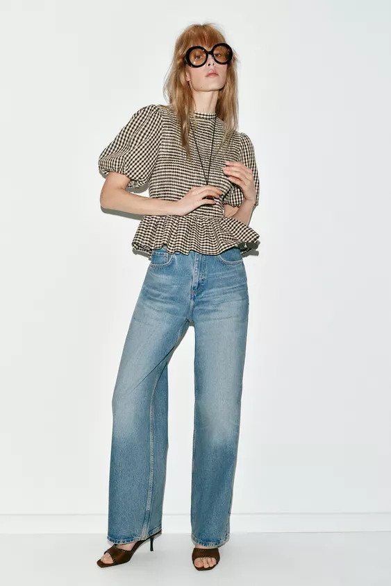 GINGHAM SMOCKED TOP | Zara US