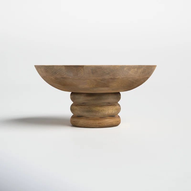Boulders Handmade Wood Bowl with Turned Ring Pedestal, Decorative Kitchen and Home Decor, Natural... | Wayfair North America