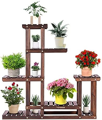 VIVOSUN Plant Stand,6 Tier 10 Potted Plant Stands for Indoor Plants, Multiple Wooden Indoor Plant... | Amazon (US)
