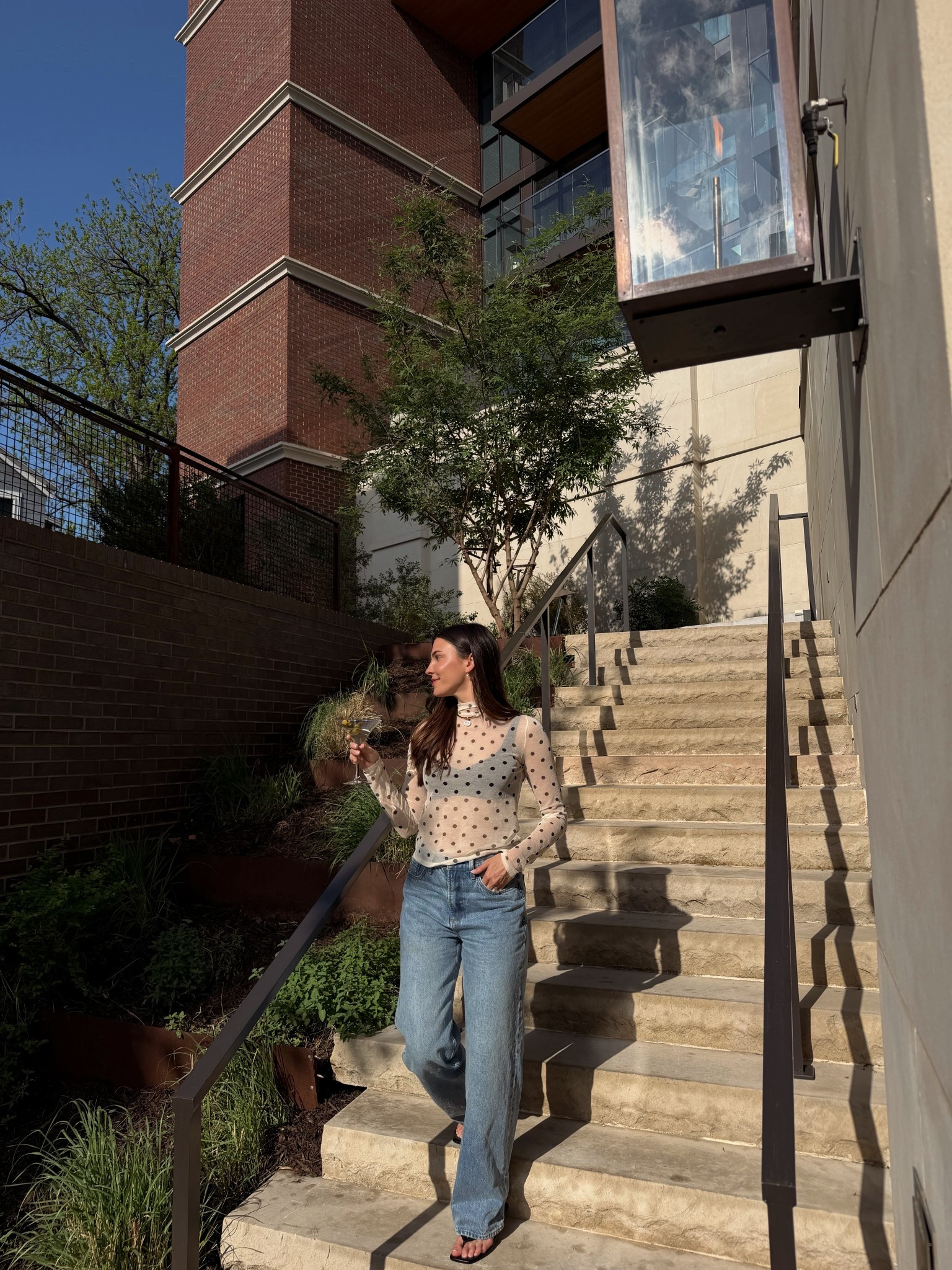 Dinner outfit!! So obssesed with the polka dots🤭 small in the top & 26 in the jeans! 

Zara, dinner outfit inspo, gno, dinner fit, date night inspo, Abercrombie, Aritzia, spring outfit, night out, daytime look, kitten heals 