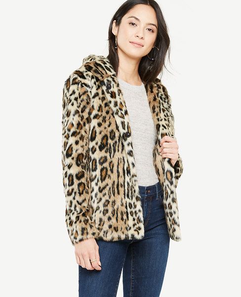 Ann Taylor Leopard Faux Fur Hooded Jacket | Ann Taylor (US)