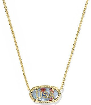 Kendra Scott Elisa U.S.A Americana Short Pendant Necklace - Gold Red White Blue Illusion | Dillard's