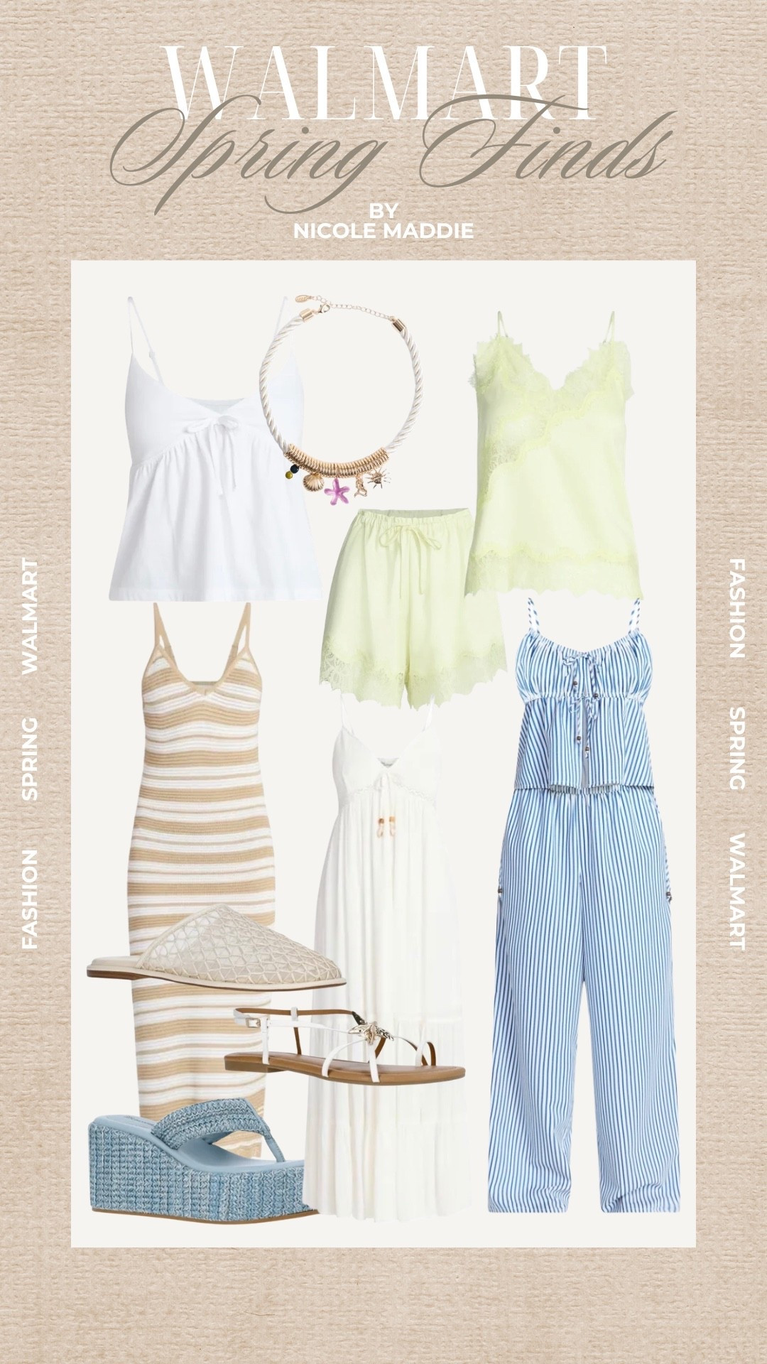 Walmart spring finds - dresses, sandals, shell necklace, tropical, summer 

#LTKTravel #LTKMidsize #LTKootd