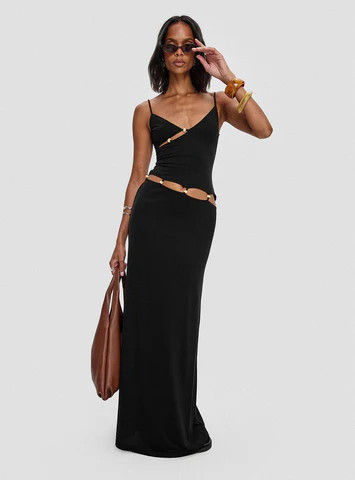 Allspice Beaded Maxi Dress Black | Princess Polly US