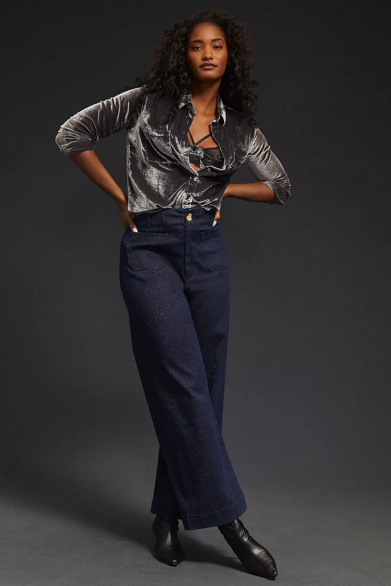 Pilcro The Skipper Sparkle Wide-Leg Jeans | Anthropologie (US)