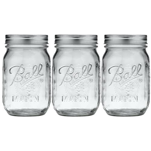 Ball Glass Mason Jar, Regular Mouth, Pint Size, 16 OZ (Pack of 3) | Amazon (US)