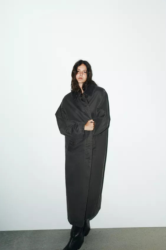 WAXED TRENCH COAT WITH CORDUROY COLLAR | Zara US