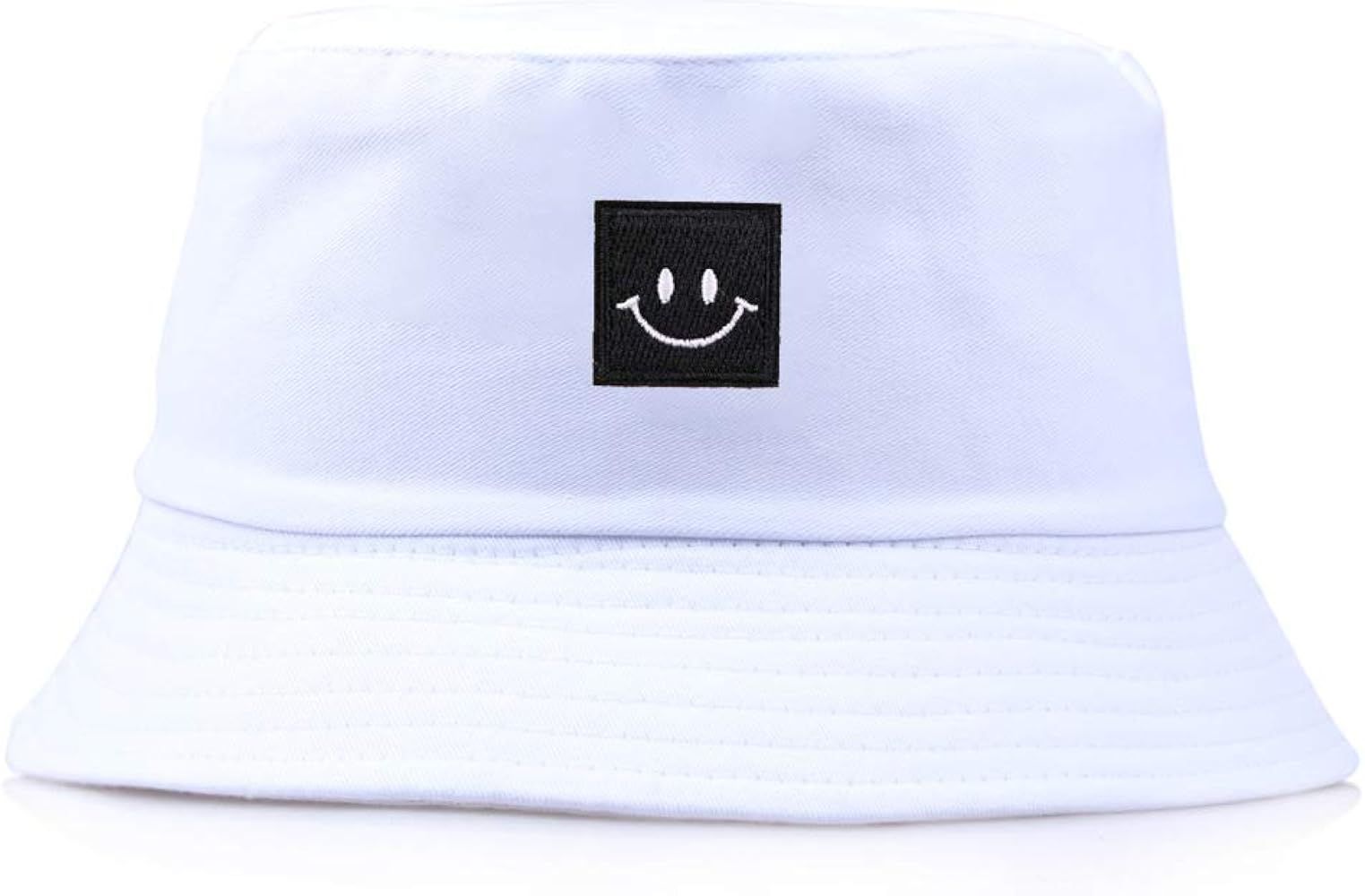 Unisex Embroidered Smiling Face Bucket Hat Panama Cap Sun Prevent Hats | Amazon (US)