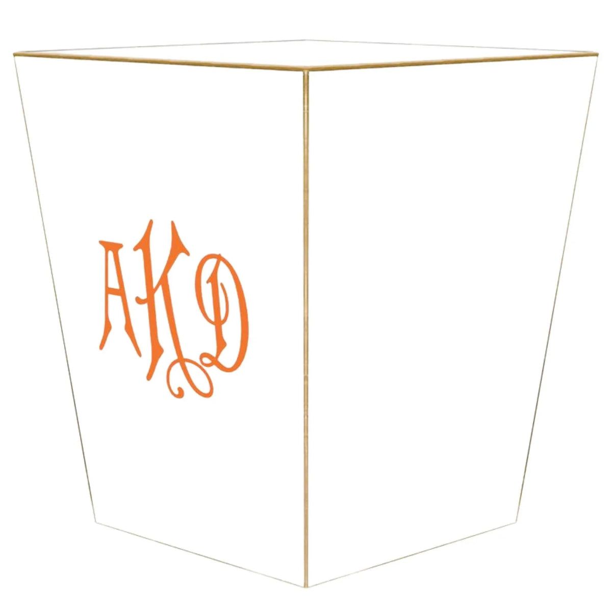All White Personalized Wastebasket and Optional Tissue Box Cover | The Well Appointed House, LLC