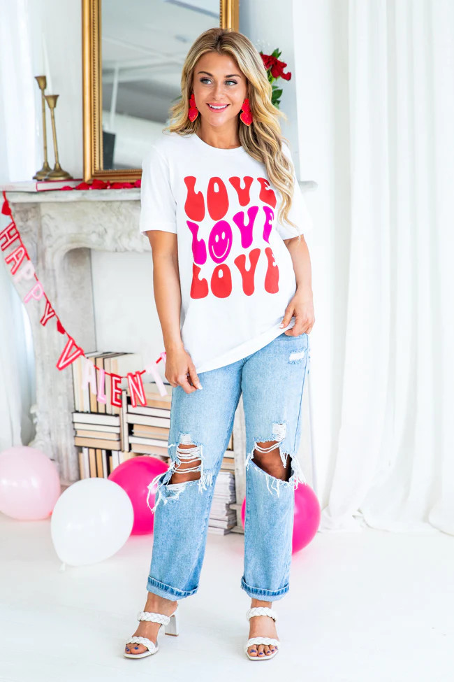 Love Love Love White Graphic Tee | Pink Lily
