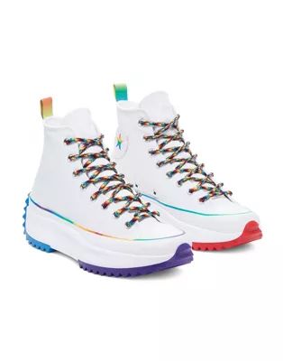 Converse Run Star Hike Hi Find Your Pride sneakers in white/multi | ASOS (Global)