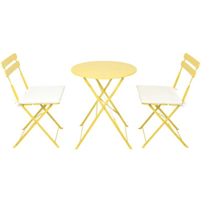 3 Pieces Patio Bistro Balcony Metal Chair Table Set, Rust-Resistant, Comfortable, And Space-Saving For Outdoor Use | Wayfair North America