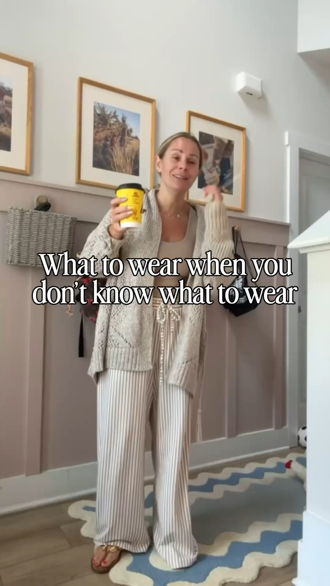 This lightweight knit cardigan, ribbed tank, striped wide-leg lounge pants, and comfy sandals are the perfect mix of elevated and effortless. Whether you’re running errands, grabbing coffee, or working from home, this is the kind of outfit you’ll wear on repeat.

#LTKStyle #NeutralStyle #CozyOutfits #WideLegPants #LoungeWear #CardiganStyle #CasualChic #EverydayOutfit #PetiteStyle #AmazonFashion