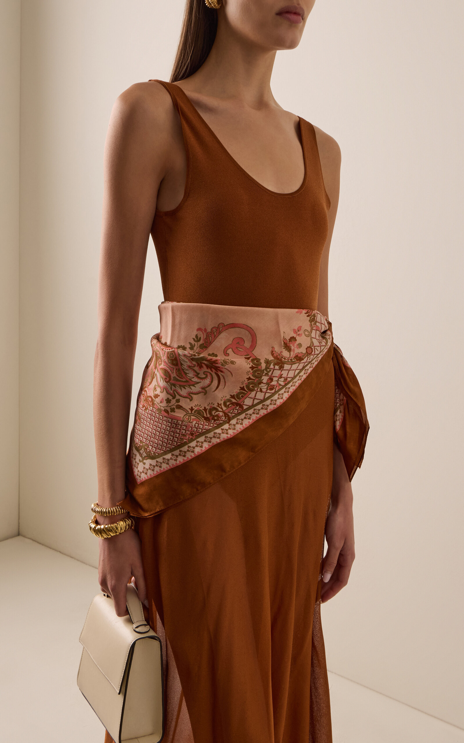 Aster Scarf-Detailed Knit Maxi Dress | Moda Operandi (Global)